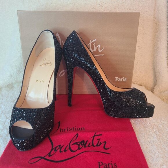 Christian Louboutin Hyper Prive Black Very Riche Strass - Picture 3 of 14